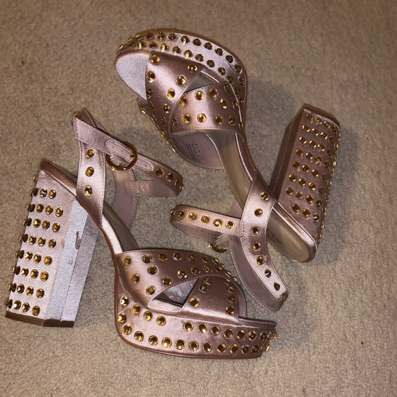 Aldo Blush Rhinestone Block Heels - Picture 3 of 6